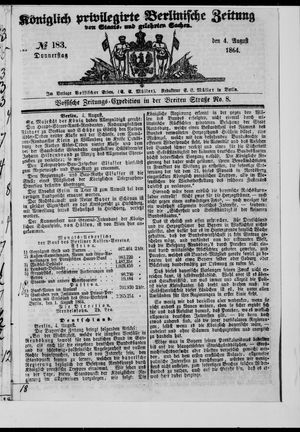 Königlich privilegirte Berlinische Zeitung von Staats- und gelehrten Sachen vom 04.08.1864