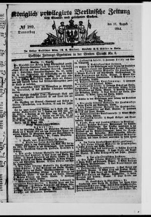Königlich privilegirte Berlinische Zeitung von Staats- und gelehrten Sachen vom 11.08.1864