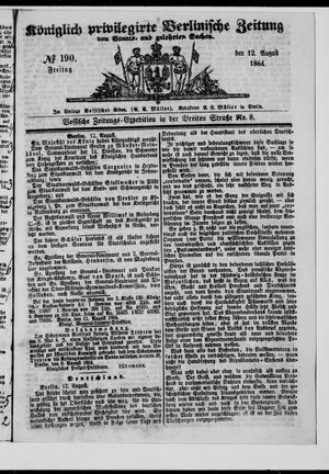 Königlich privilegirte Berlinische Zeitung von Staats- und gelehrten Sachen vom 12.08.1864