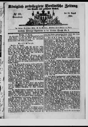 Königlich privilegirte Berlinische Zeitung von Staats- und gelehrten Sachen on Aug 13, 1864