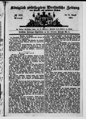 Königlich privilegirte Berlinische Zeitung von Staats- und gelehrten Sachen vom 24.08.1864
