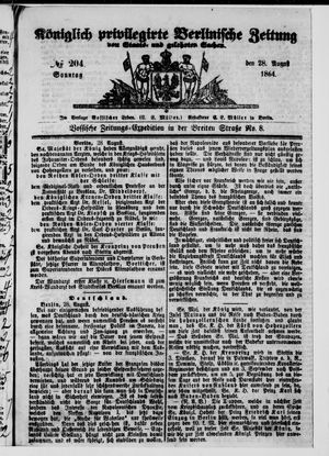 Königlich privilegirte Berlinische Zeitung von Staats- und gelehrten Sachen vom 28.08.1864