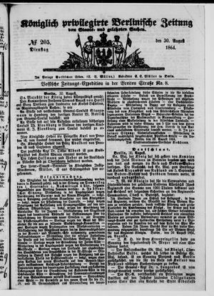 Königlich privilegirte Berlinische Zeitung von Staats- und gelehrten Sachen on Aug 30, 1864