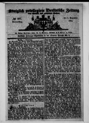 Königlich privilegirte Berlinische Zeitung von Staats- und gelehrten Sachen vom 01.09.1864