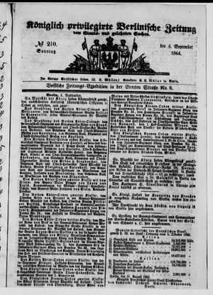 Königlich privilegirte Berlinische Zeitung von Staats- und gelehrten Sachen on Sep 4, 1864