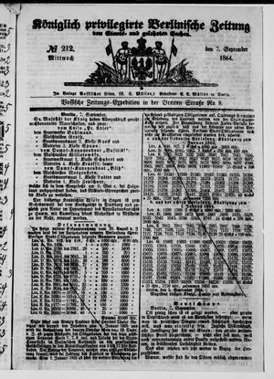 Königlich privilegirte Berlinische Zeitung von Staats- und gelehrten Sachen on Sep 7, 1864