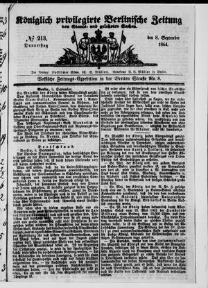 Königlich privilegirte Berlinische Zeitung von Staats- und gelehrten Sachen on Sep 8, 1864
