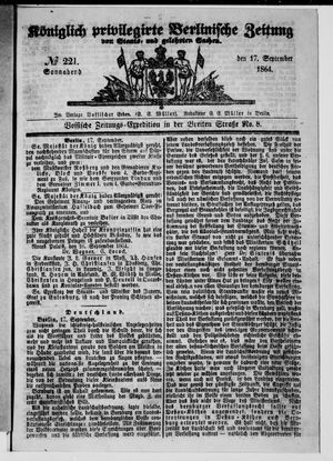 Königlich privilegirte Berlinische Zeitung von Staats- und gelehrten Sachen on Sep 17, 1864
