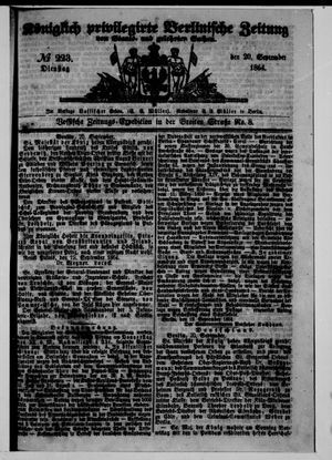 Königlich privilegirte Berlinische Zeitung von Staats- und gelehrten Sachen vom 20.09.1864