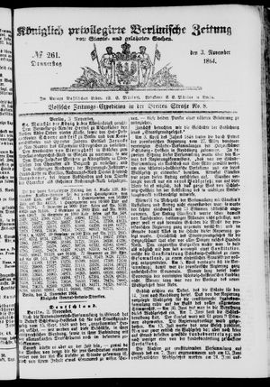 Königlich privilegirte Berlinische Zeitung von Staats- und gelehrten Sachen on Nov 3, 1864