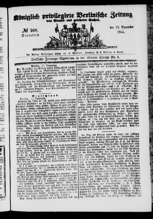 Königlich privilegirte Berlinische Zeitung von Staats- und gelehrten Sachen on Nov 12, 1864