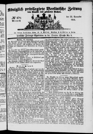 Königlich privilegirte Berlinische Zeitung von Staats- und gelehrten Sachen on Nov 23, 1864