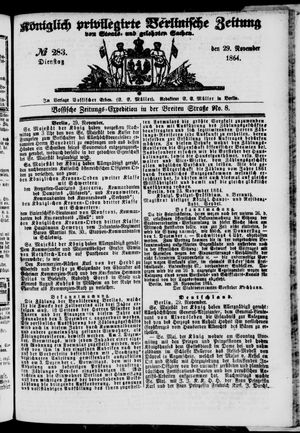 Königlich privilegirte Berlinische Zeitung von Staats- und gelehrten Sachen on Nov 29, 1864