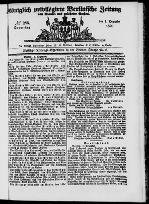Königlich privilegirte Berlinische Zeitung von Staats- und gelehrten Sachen vom 01.12.1864