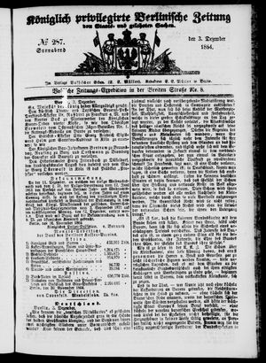 Königlich privilegirte Berlinische Zeitung von Staats- und gelehrten Sachen vom 03.12.1864