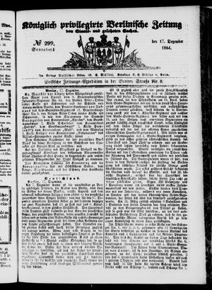 Königlich privilegirte Berlinische Zeitung von Staats- und gelehrten Sachen vom 17.12.1864