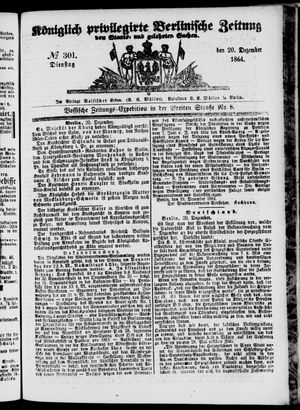 Königlich privilegirte Berlinische Zeitung von Staats- und gelehrten Sachen on Dec 20, 1864