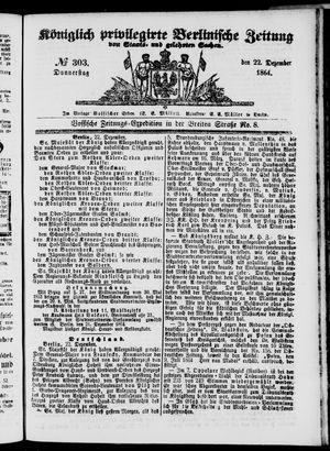 Königlich privilegirte Berlinische Zeitung von Staats- und gelehrten Sachen vom 22.12.1864