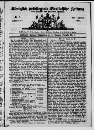 Königlich privilegirte Berlinische Zeitung von Staats- und gelehrten Sachen on Jan 7, 1865