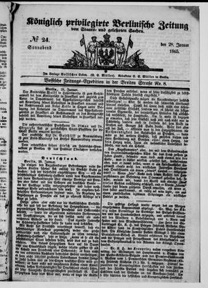 Königlich privilegirte Berlinische Zeitung von Staats- und gelehrten Sachen vom 28.01.1865