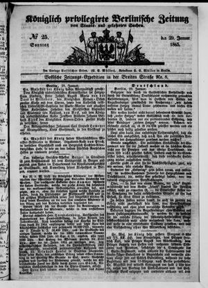 Königlich privilegirte Berlinische Zeitung von Staats- und gelehrten Sachen vom 29.01.1865