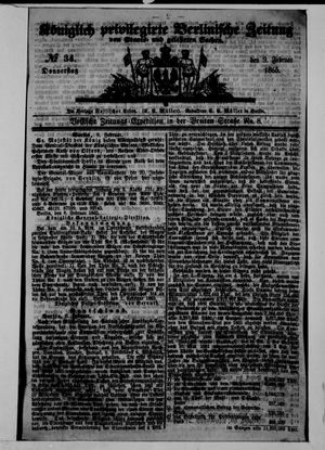 Königlich privilegirte Berlinische Zeitung von Staats- und gelehrten Sachen vom 09.02.1865