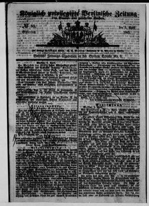 Königlich privilegirte Berlinische Zeitung von Staats- und gelehrten Sachen on Apr 9, 1865