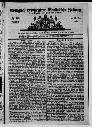 Königlich privilegirte Berlinische Zeitung von Staats- und gelehrten Sachen vom 11.05.1865