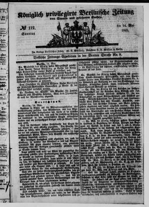 Königlich privilegirte Berlinische Zeitung von Staats- und gelehrten Sachen vom 14.05.1865