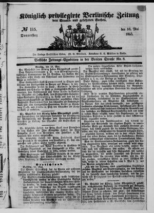 Königlich privilegirte Berlinische Zeitung von Staats- und gelehrten Sachen on May 18, 1865