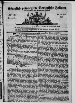 Königlich privilegirte Berlinische Zeitung von Staats- und gelehrten Sachen vom 25.05.1865