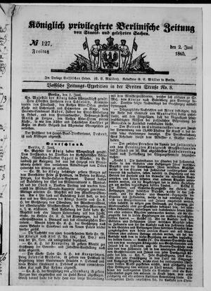 Königlich privilegirte Berlinische Zeitung von Staats- und gelehrten Sachen vom 02.06.1865
