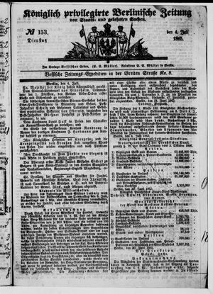 Königlich privilegirte Berlinische Zeitung von Staats- und gelehrten Sachen vom 04.07.1865