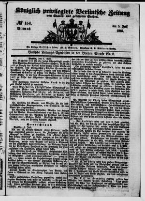 Königlich privilegirte Berlinische Zeitung von Staats- und gelehrten Sachen vom 05.07.1865