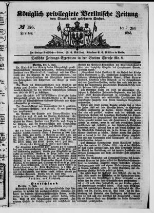 Königlich privilegirte Berlinische Zeitung von Staats- und gelehrten Sachen vom 07.07.1865