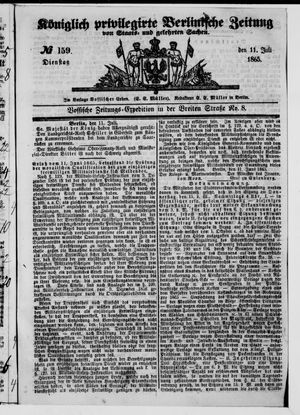 Königlich privilegirte Berlinische Zeitung von Staats- und gelehrten Sachen on Jul 11, 1865