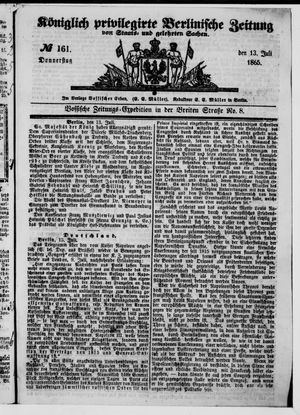 Königlich privilegirte Berlinische Zeitung von Staats- und gelehrten Sachen vom 13.07.1865