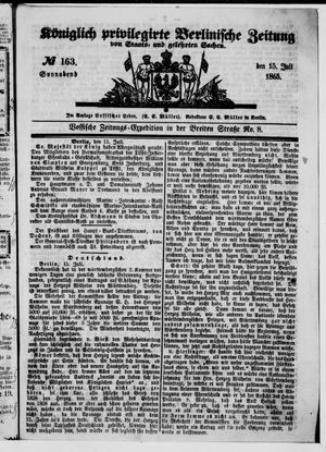 Königlich privilegirte Berlinische Zeitung von Staats- und gelehrten Sachen vom 15.07.1865