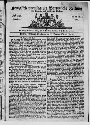 Königlich privilegirte Berlinische Zeitung von Staats- und gelehrten Sachen vom 18.07.1865