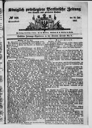 Königlich privilegirte Berlinische Zeitung von Staats- und gelehrten Sachen vom 22.07.1865