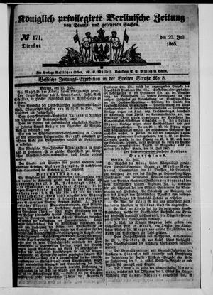 Königlich privilegirte Berlinische Zeitung von Staats- und gelehrten Sachen vom 25.07.1865