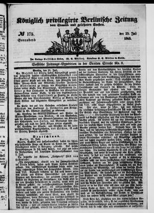 Königlich privilegirte Berlinische Zeitung von Staats- und gelehrten Sachen vom 29.07.1865