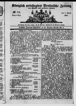 Königlich privilegirte Berlinische Zeitung von Staats- und gelehrten Sachen vom 03.08.1865