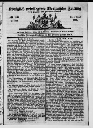 Königlich privilegirte Berlinische Zeitung von Staats- und gelehrten Sachen vom 04.08.1865