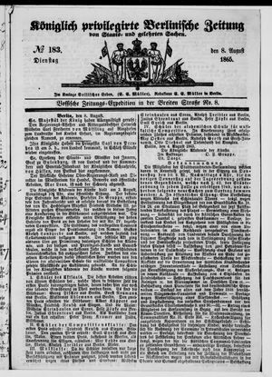Königlich privilegirte Berlinische Zeitung von Staats- und gelehrten Sachen vom 08.08.1865