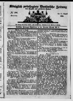Königlich privilegirte Berlinische Zeitung von Staats- und gelehrten Sachen vom 13.08.1865