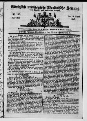Königlich privilegirte Berlinische Zeitung von Staats- und gelehrten Sachen on Aug 15, 1865