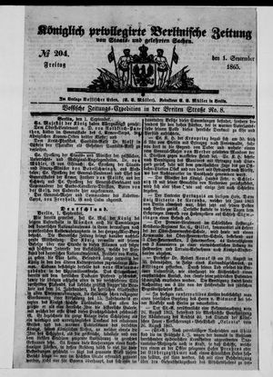 Königlich privilegirte Berlinische Zeitung von Staats- und gelehrten Sachen vom 01.09.1865