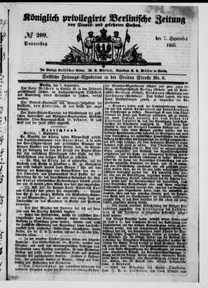 Königlich privilegirte Berlinische Zeitung von Staats- und gelehrten Sachen on Sep 7, 1865