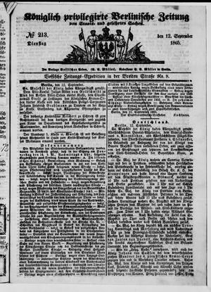 Königlich privilegirte Berlinische Zeitung von Staats- und gelehrten Sachen on Sep 12, 1865